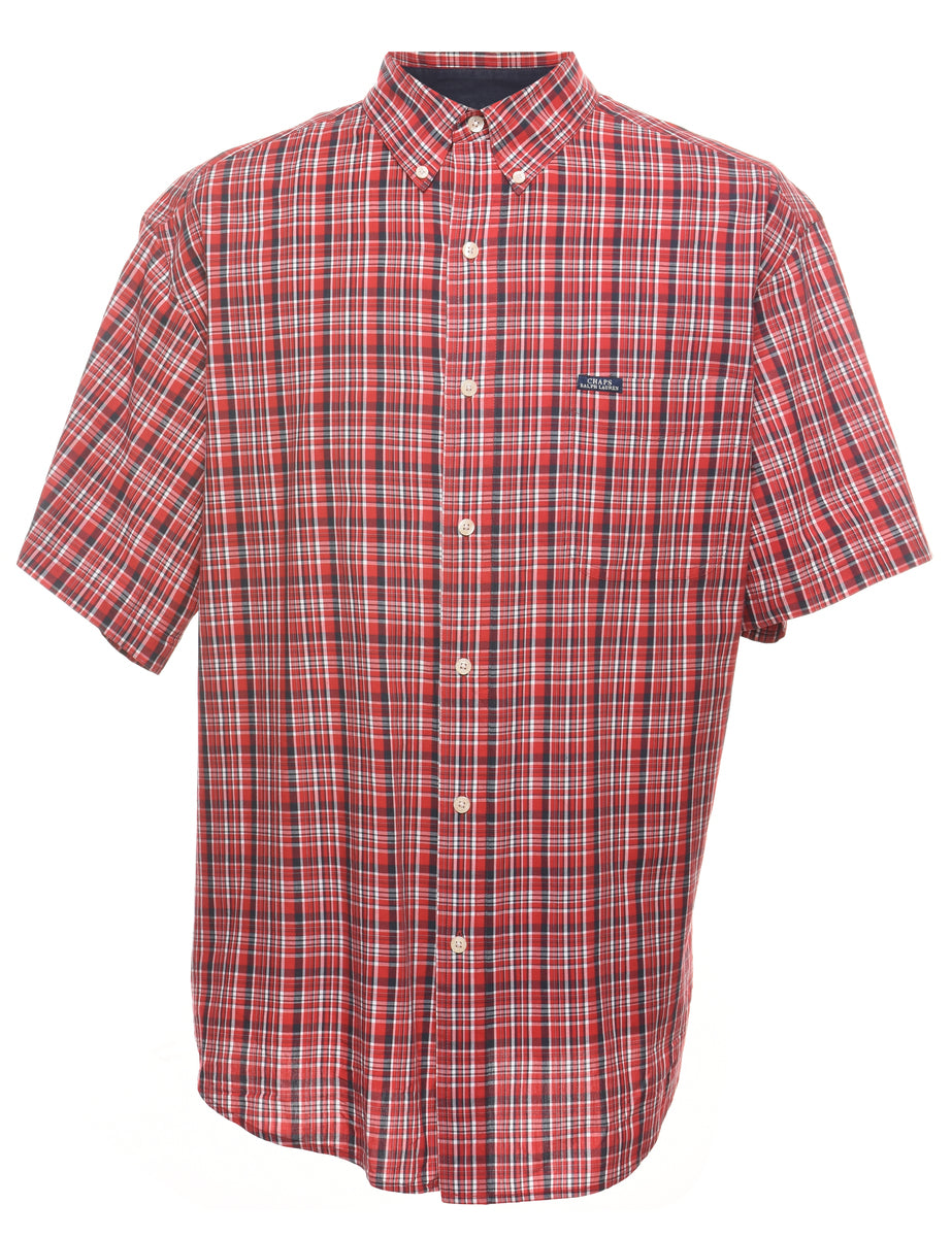 chaps dress shirts Men's Chaps Chaps Checked Red Short Sleeve Shirt Red, XL