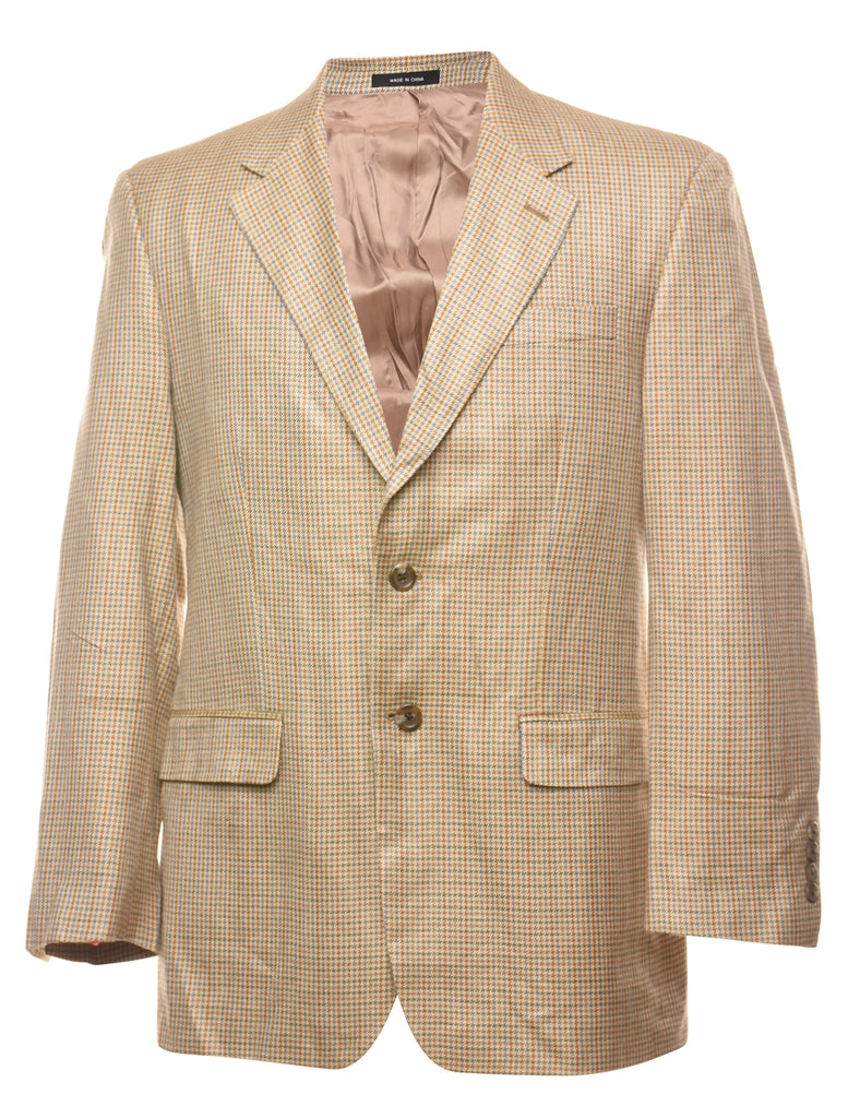 Chaps Dogtooth Design Light Brown & Light Blue Blazer - L