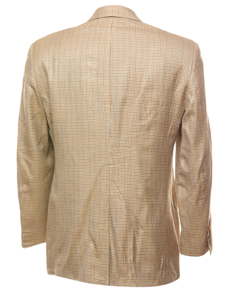 Chaps Dogtooth Design Light Brown & Light Blue Blazer - L