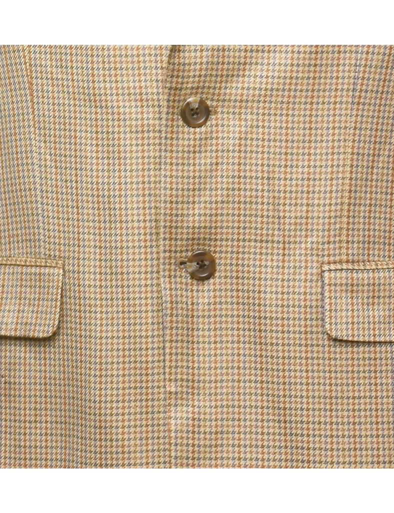 Chaps Dogtooth Design Light Brown & Light Blue Blazer - L