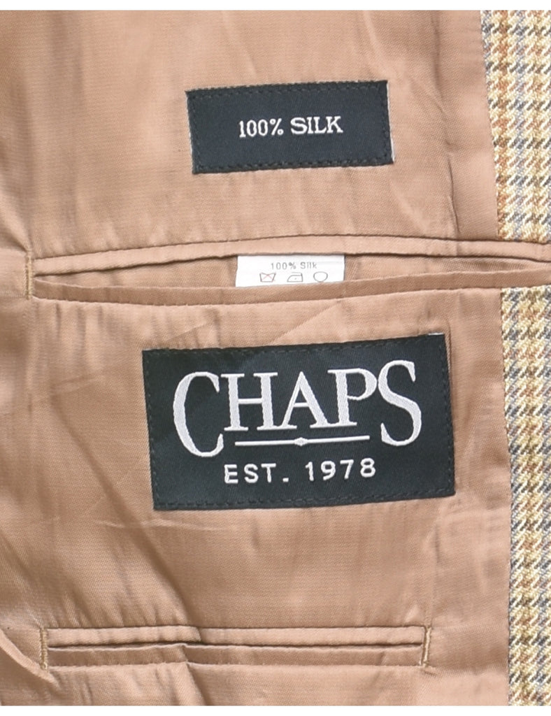 Chaps Dogtooth Design Light Brown & Light Blue Blazer - L