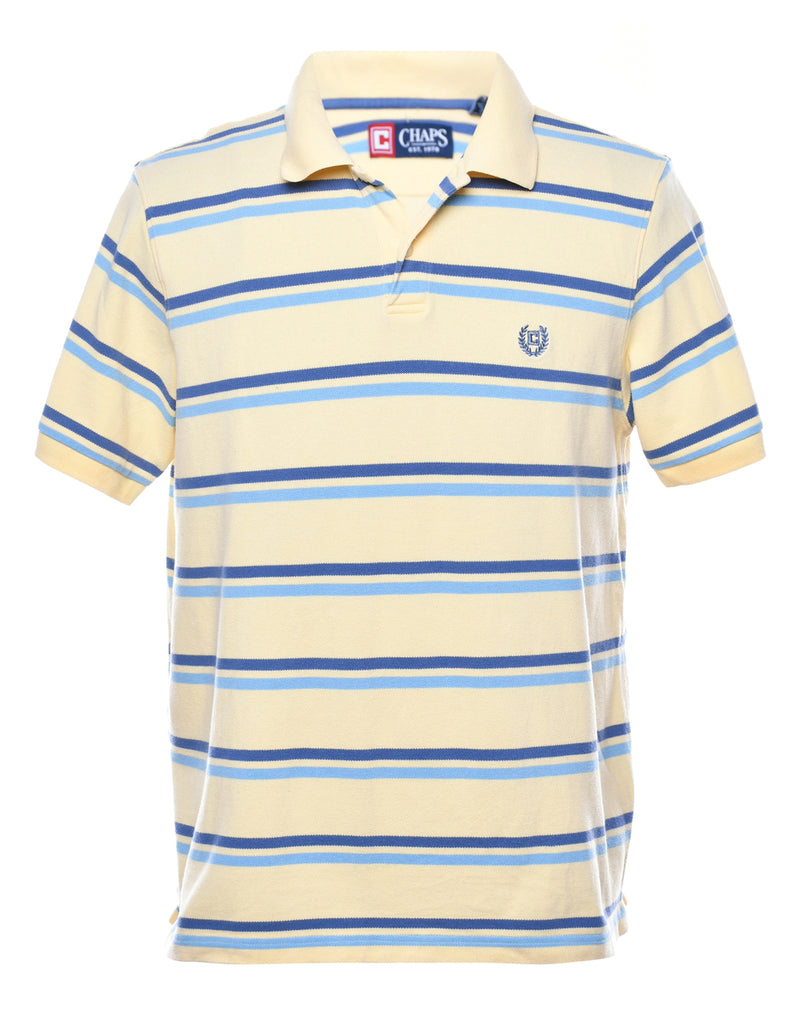 Chaps Pale Yellow & Blue Polo Shirt - L