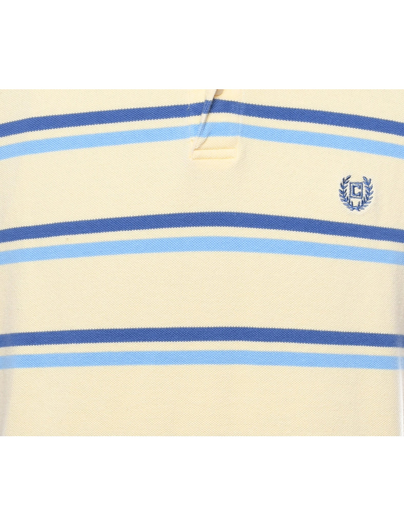Chaps Pale Yellow & Blue Polo Shirt - L