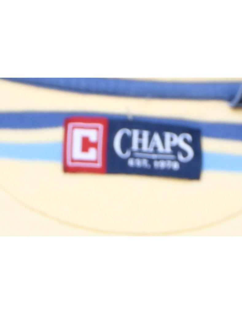 Chaps Pale Yellow & Blue Polo Shirt - L