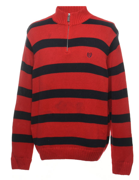 Men s Chaps Chaps Quarter Zip Polo Neck Jumper Red L Beyond Retro