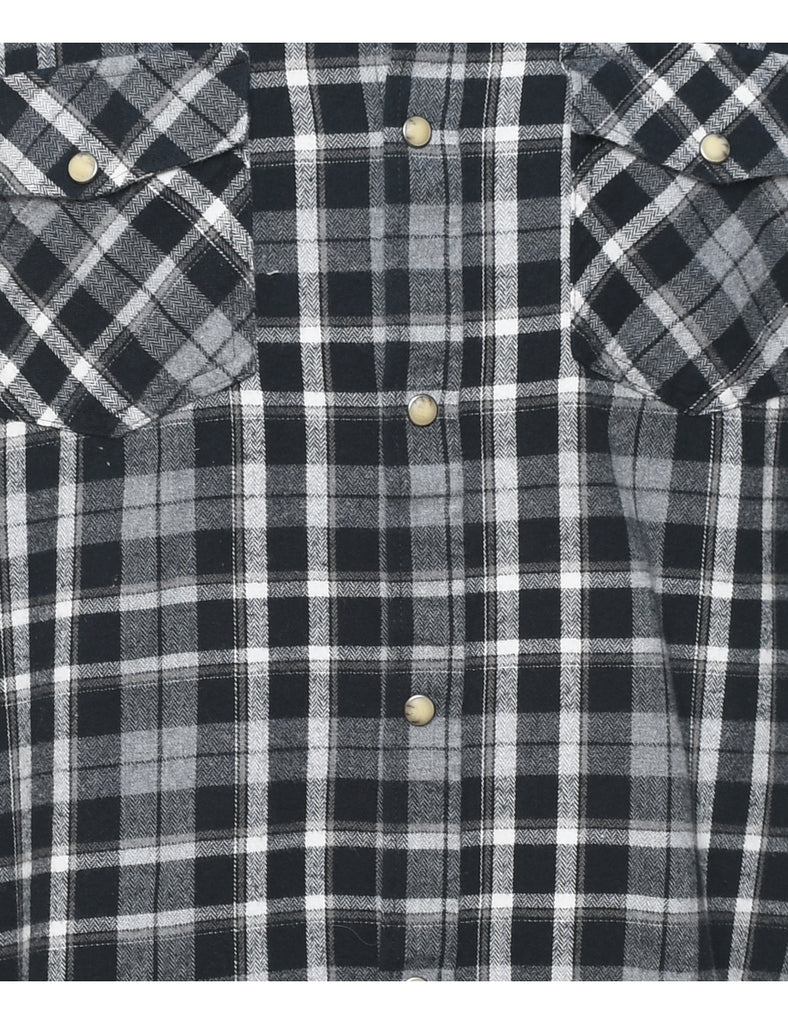 Checked Black & White Flannel Shirt - L