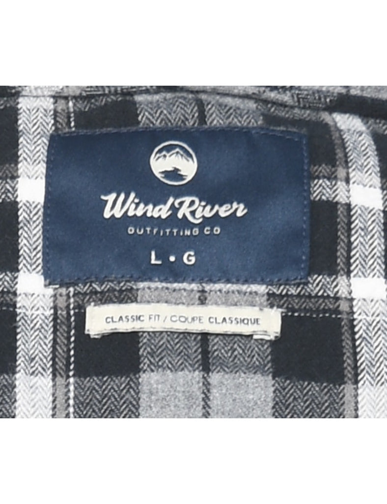Checked Black & White Flannel Shirt - L