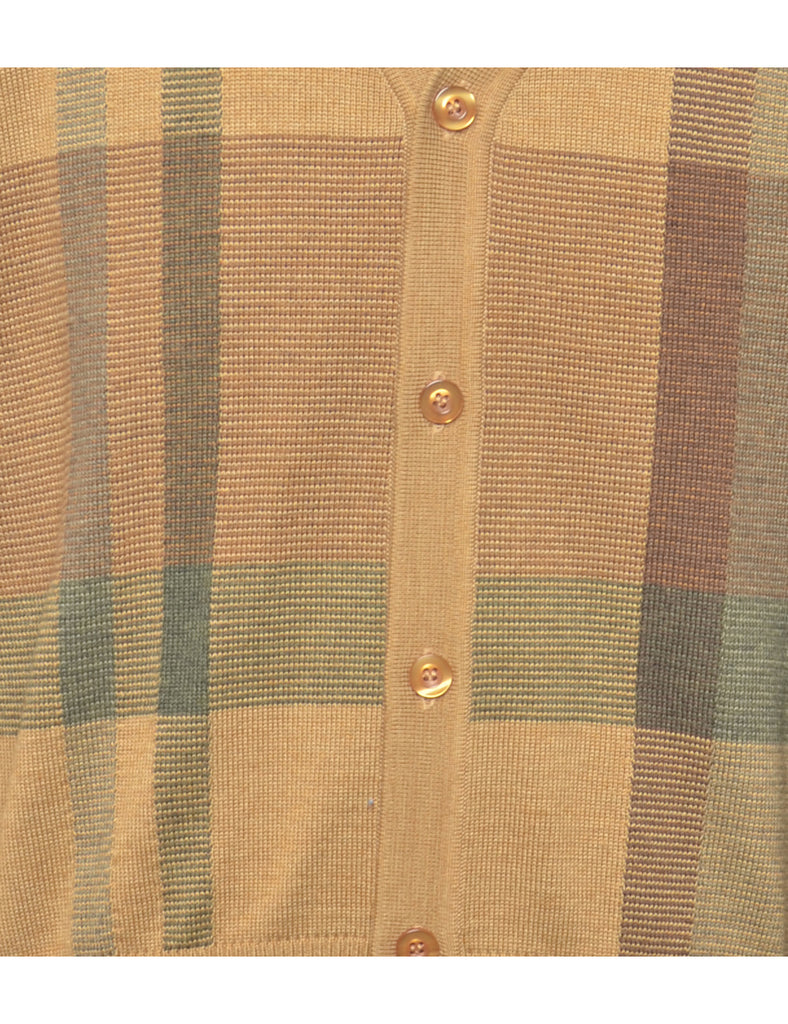 Checked Brown Cardigan - L
