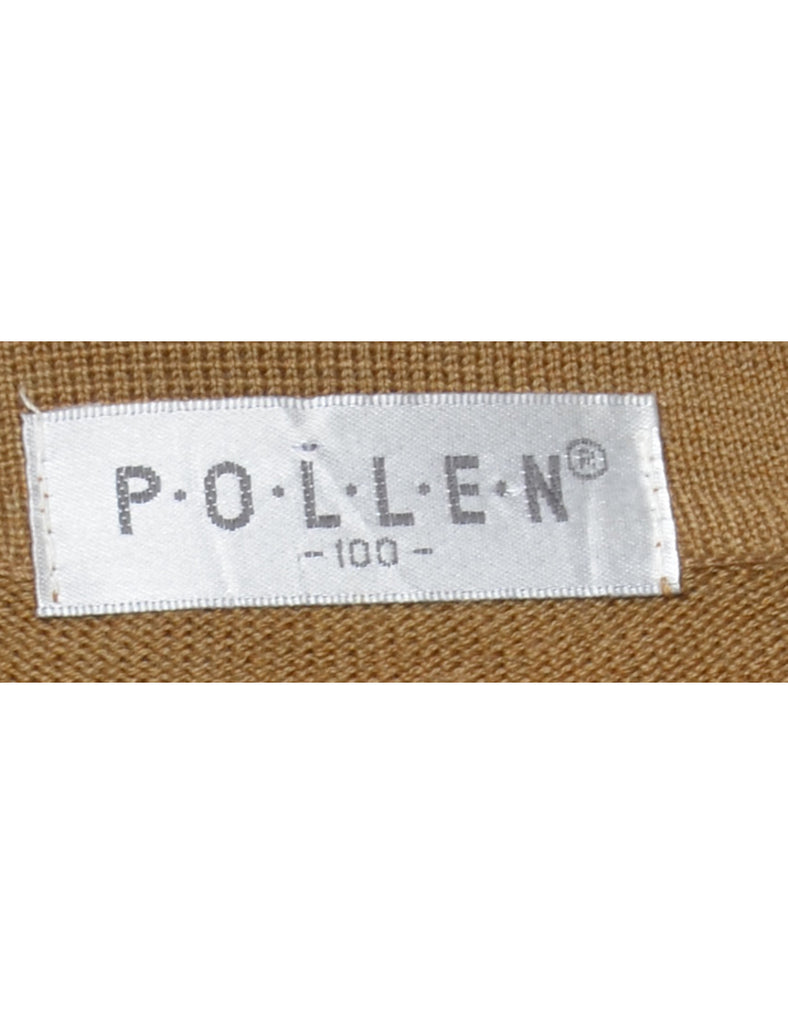 Checked Brown Cardigan - L