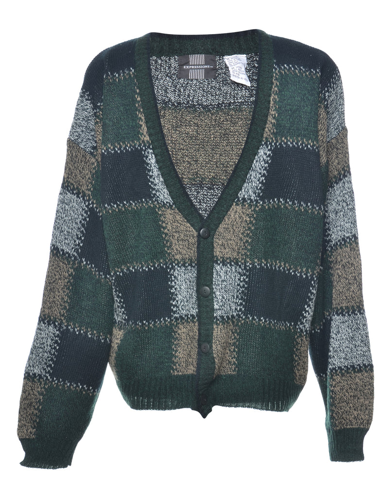 Checked Cardigan - M
