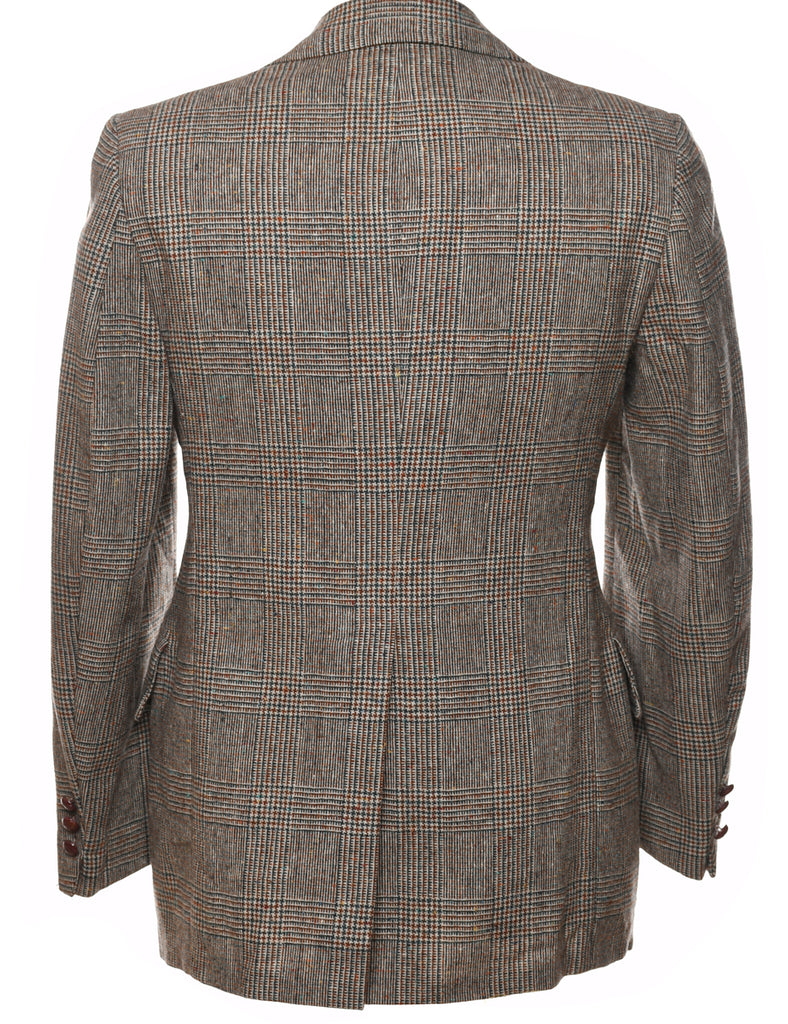 Checked Navy & Light Brown Classic Blazer - L