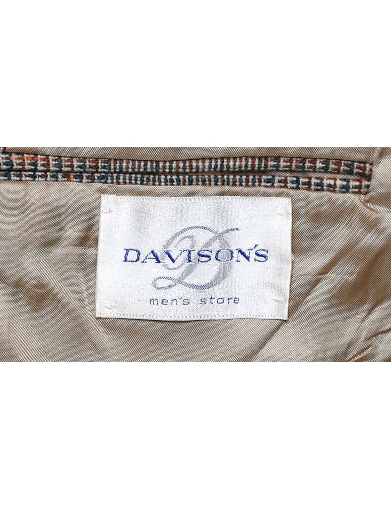 Checked Navy & Light Brown Classic Blazer - L