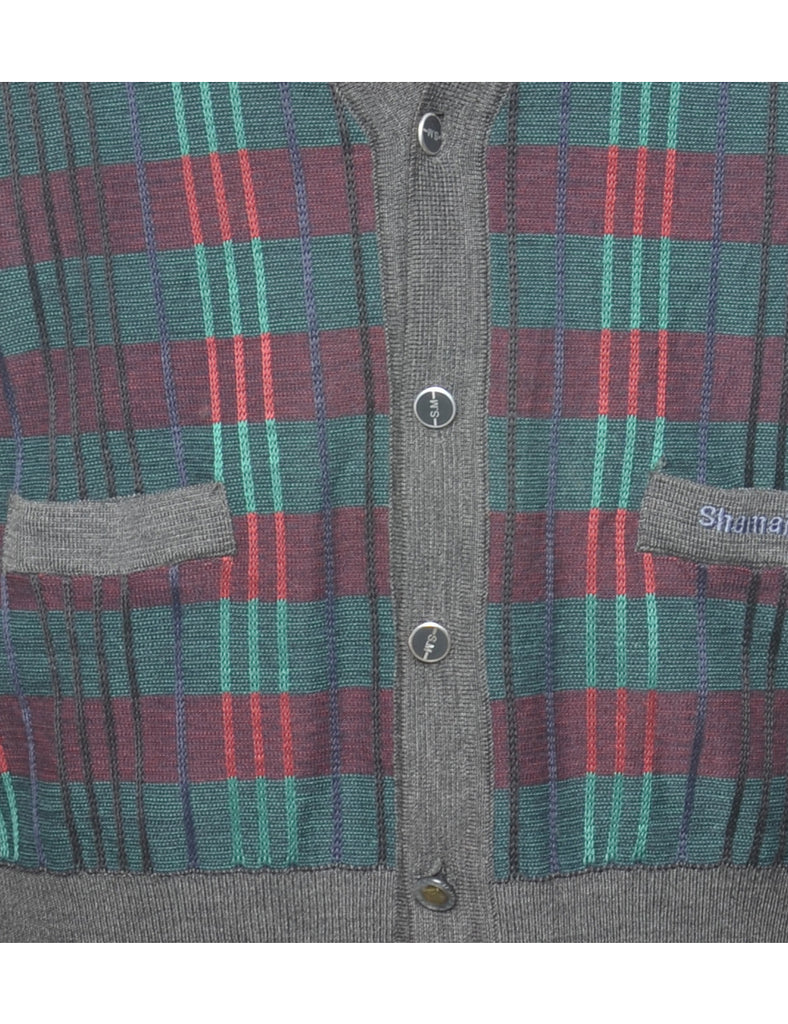 Checked Pattern Cardigan - M