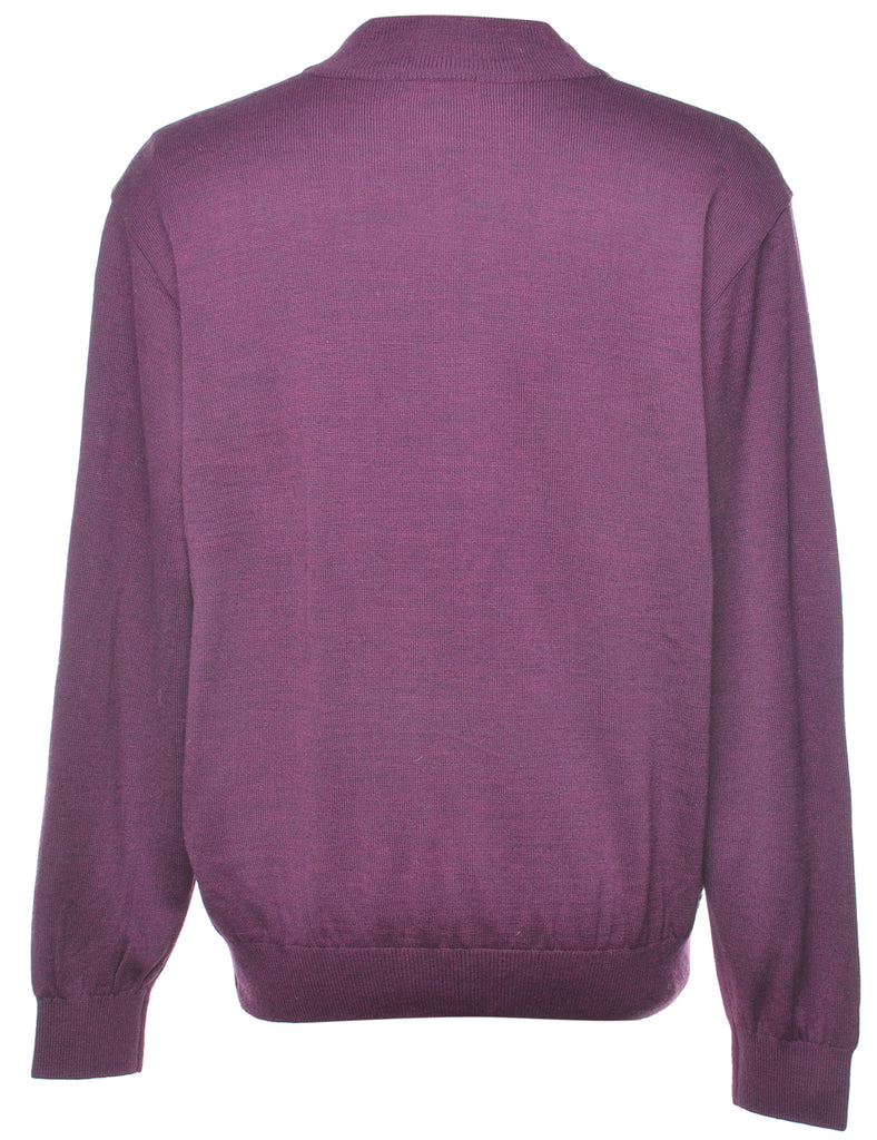 Checked Plum Cardigan - L