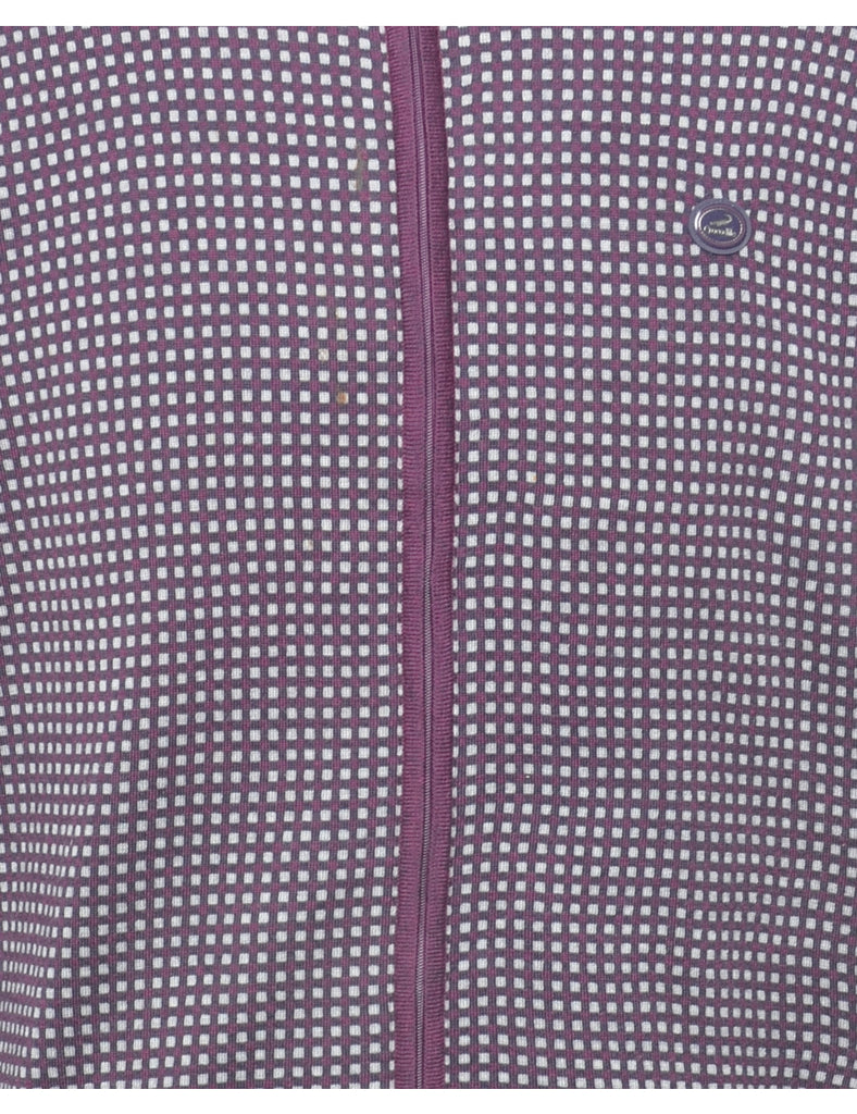 Checked Plum Cardigan - L