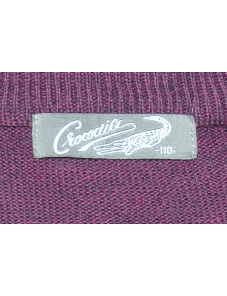 Checked Plum Cardigan - L