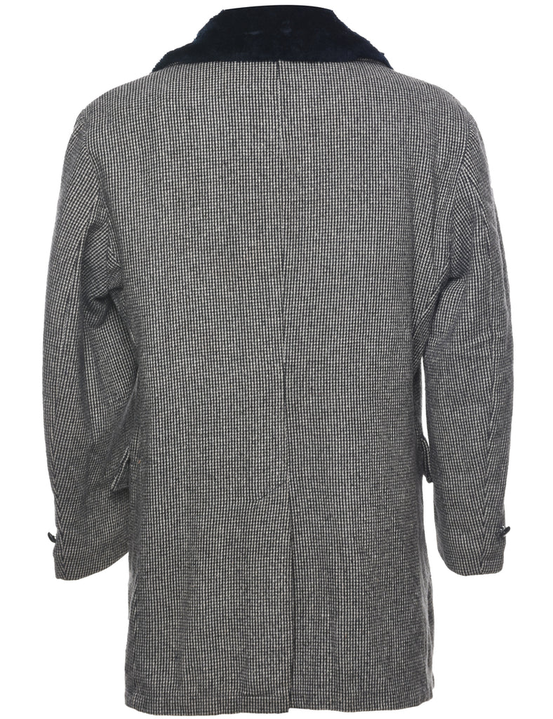 Checked Wool Coat - L