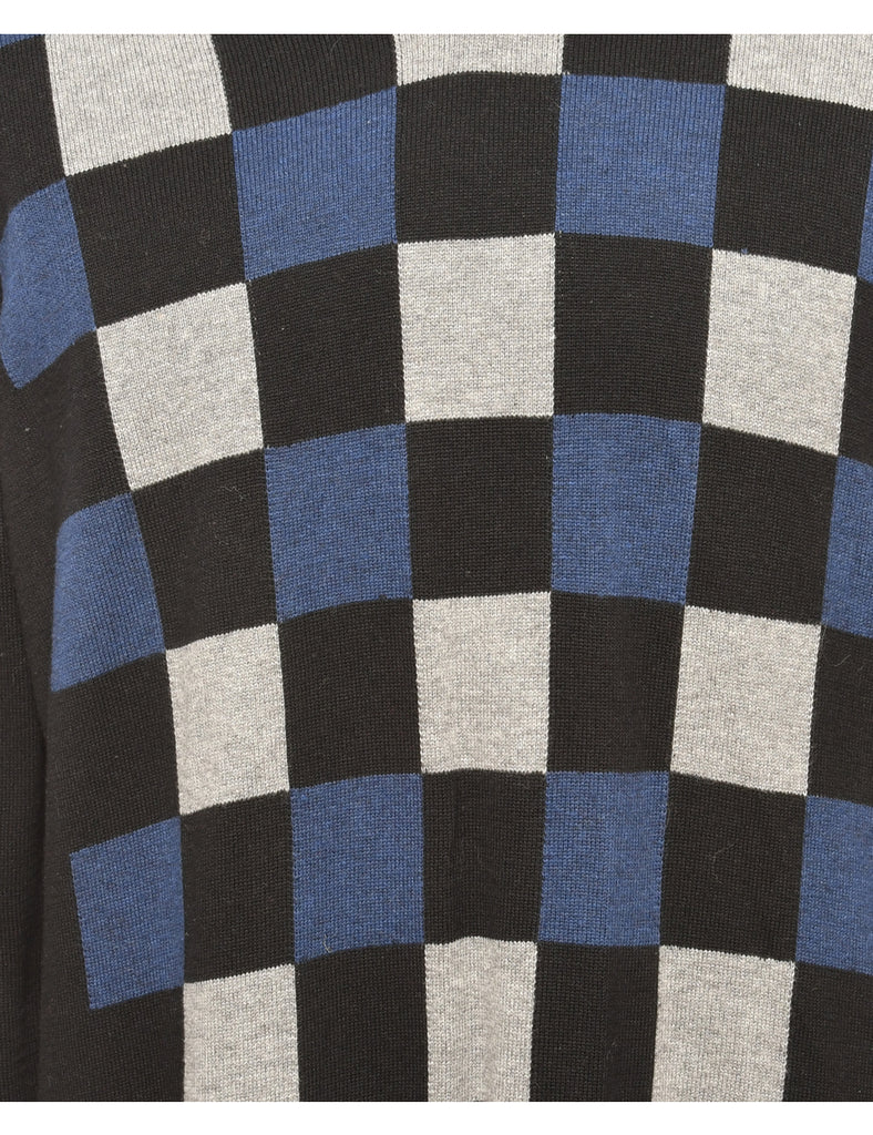 Colour Block Black & Blue Jumper - XXL