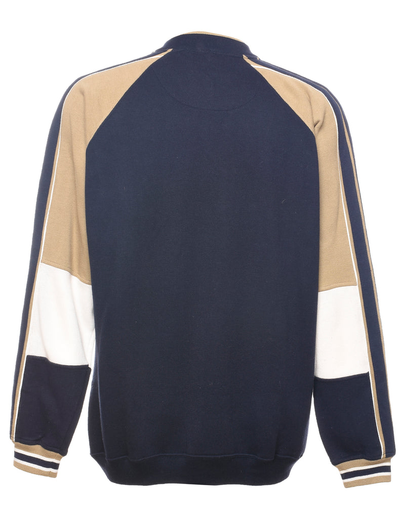 Colour Block Plain Navy & Beige Sweatshirt - M