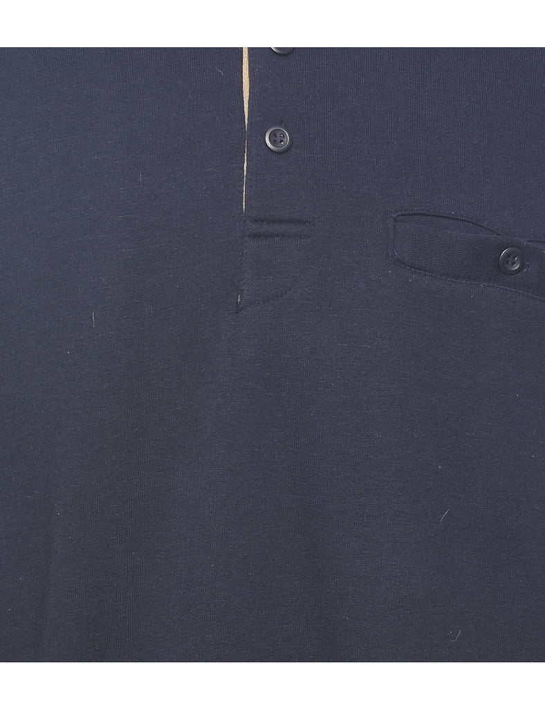 Colour Block Plain Navy & Beige Sweatshirt - M