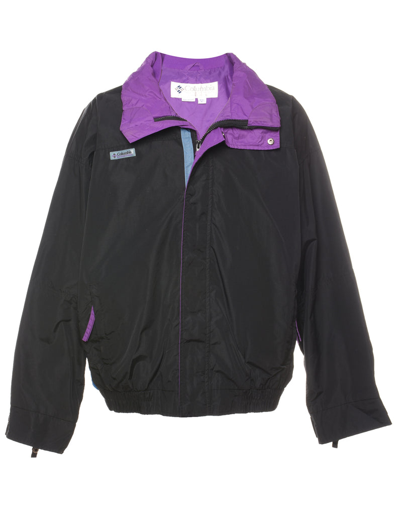 Columbia Black & Purple Contrast Zip-Front Nylon Jacket - XL