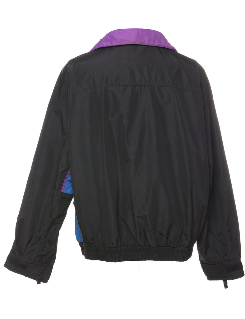 Columbia Black & Purple Contrast Zip-Front Nylon Jacket - XL