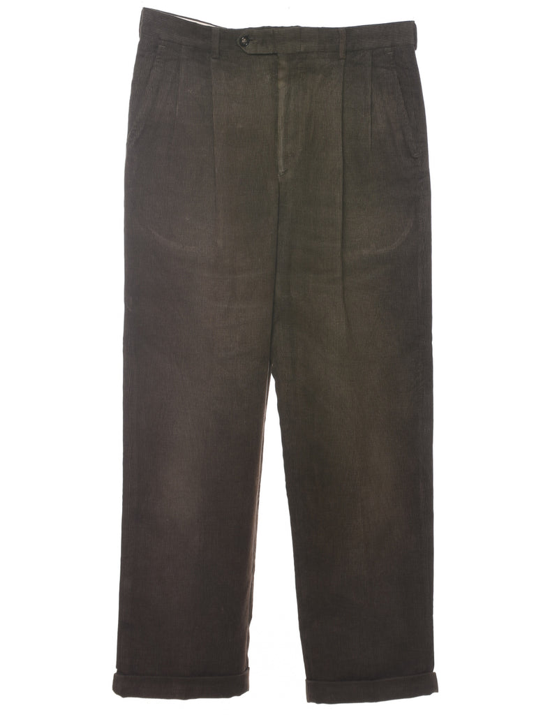 Corduroy Olive Green Trousers - W33 L32