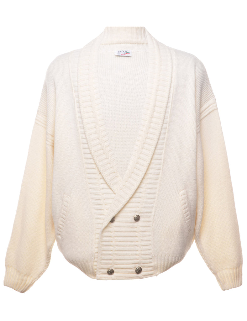 Cream Long Sleeved Cardigan - L