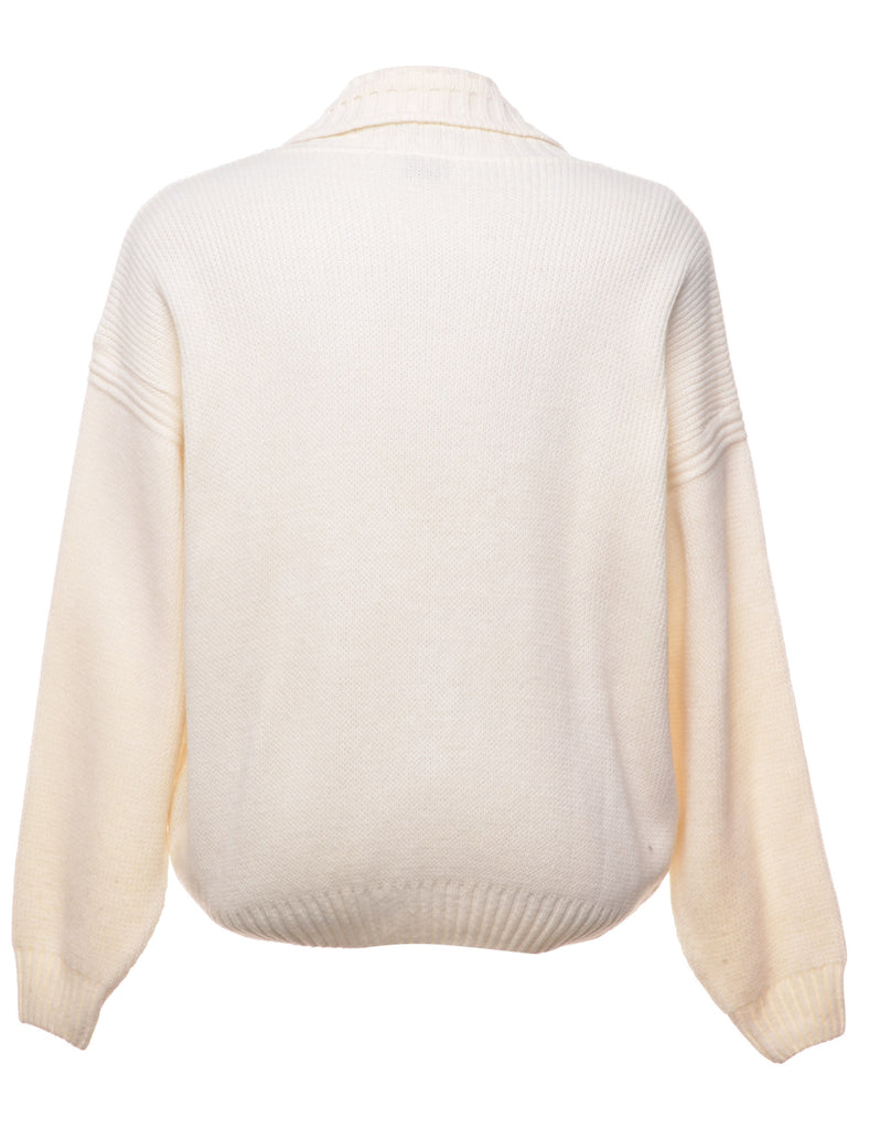 Cream Long Sleeved Cardigan - L