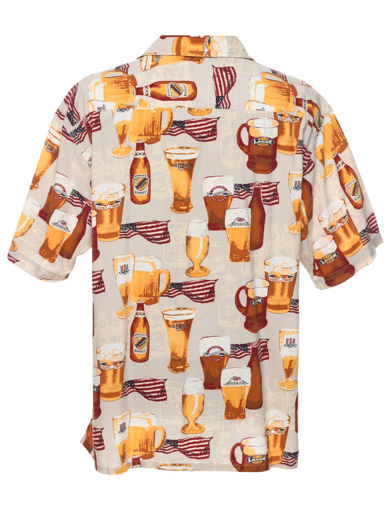 Croft & Barrow Beer Print Hawaiian Shirt - L