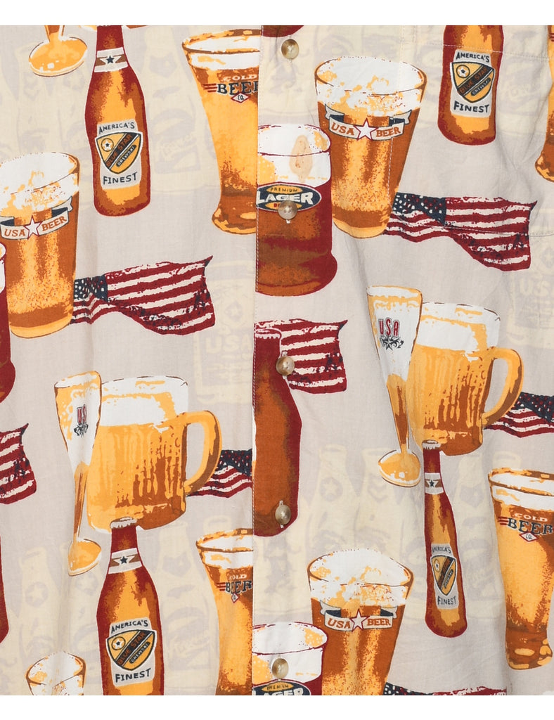 Croft & Barrow Beer Print Hawaiian Shirt - L