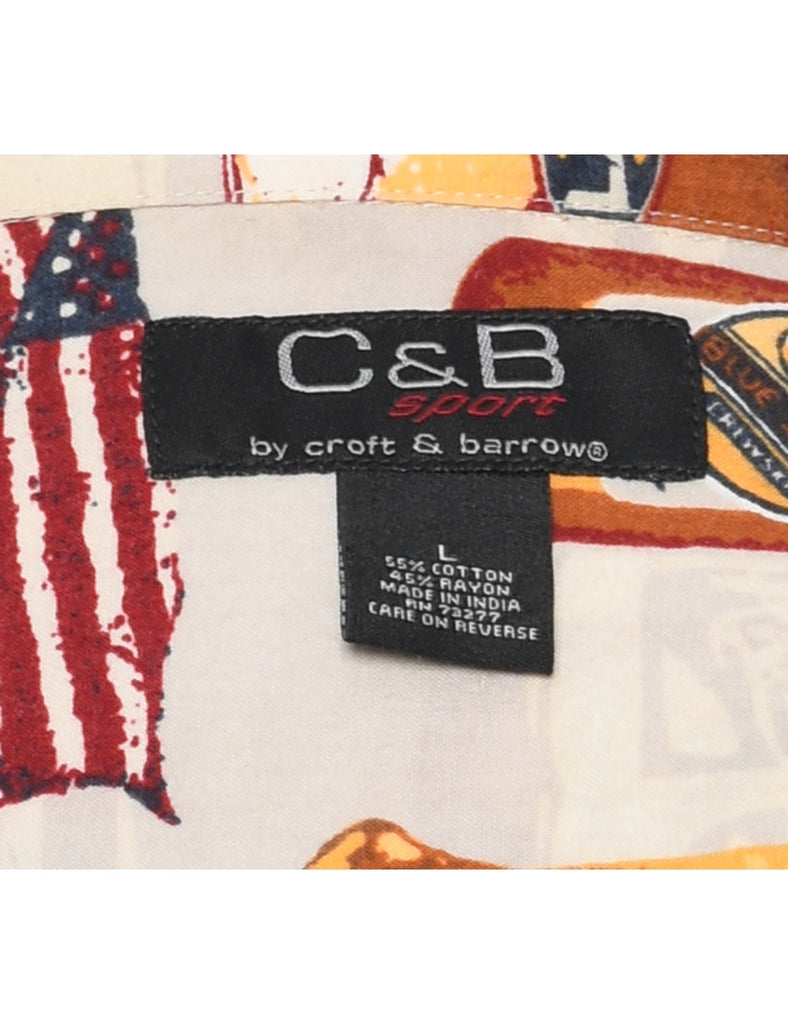 Croft & Barrow Beer Print Hawaiian Shirt - L