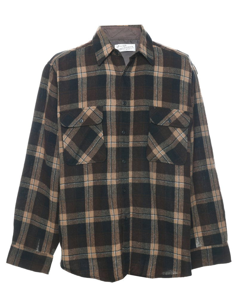 Dark Brown Checked Shirt - XL