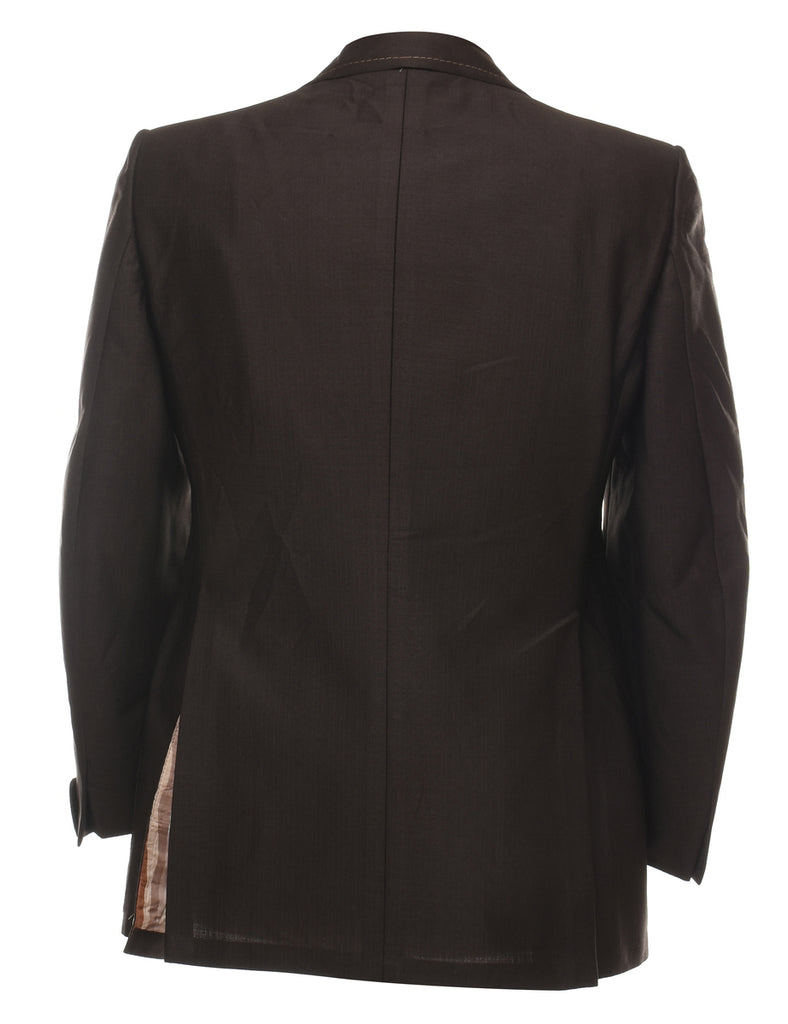 Dark Brown Classic Contrast Stitch 1970s Blazer - S