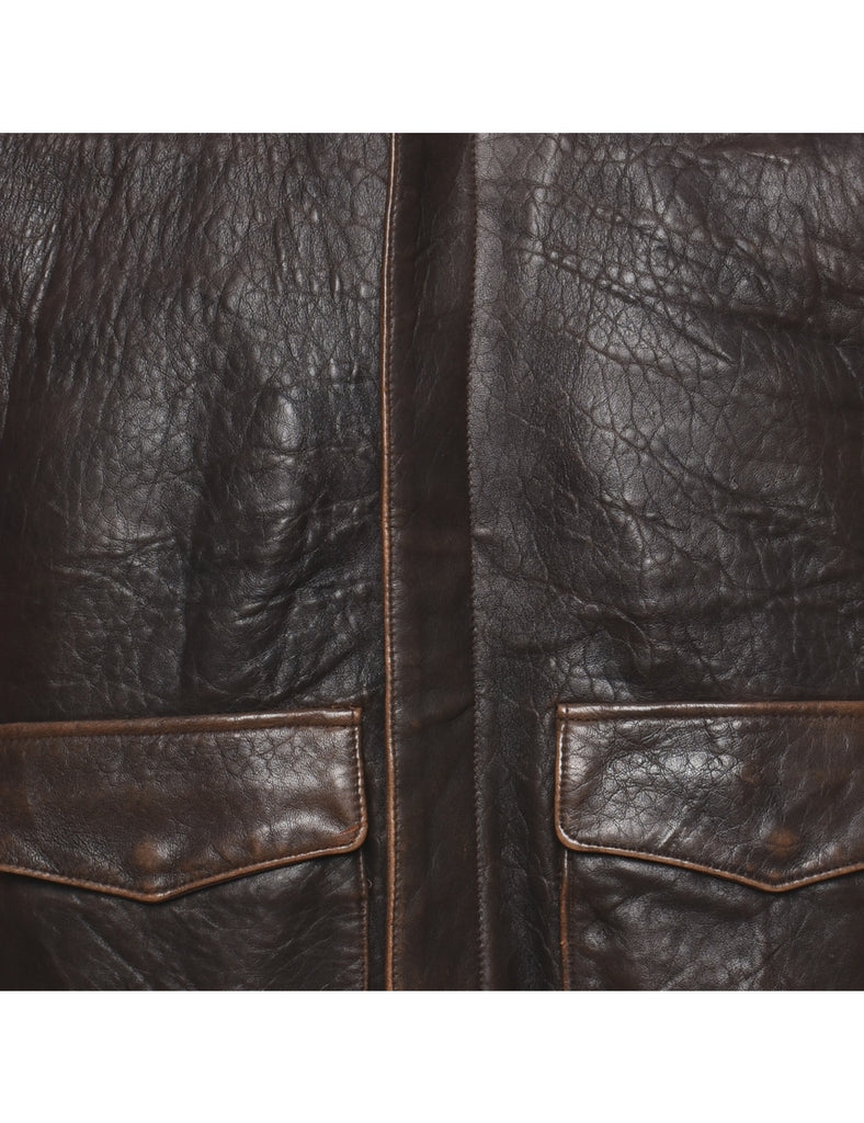 Dark Brown Distressed Vintage Flight Jacket - XXL