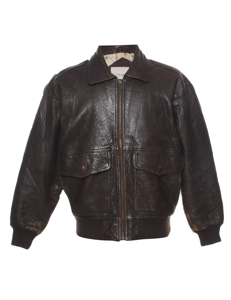 Dark Brown Leather Jacket - S