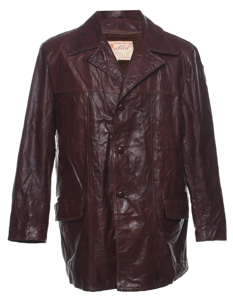 Dark Brown Leather Jacket - L