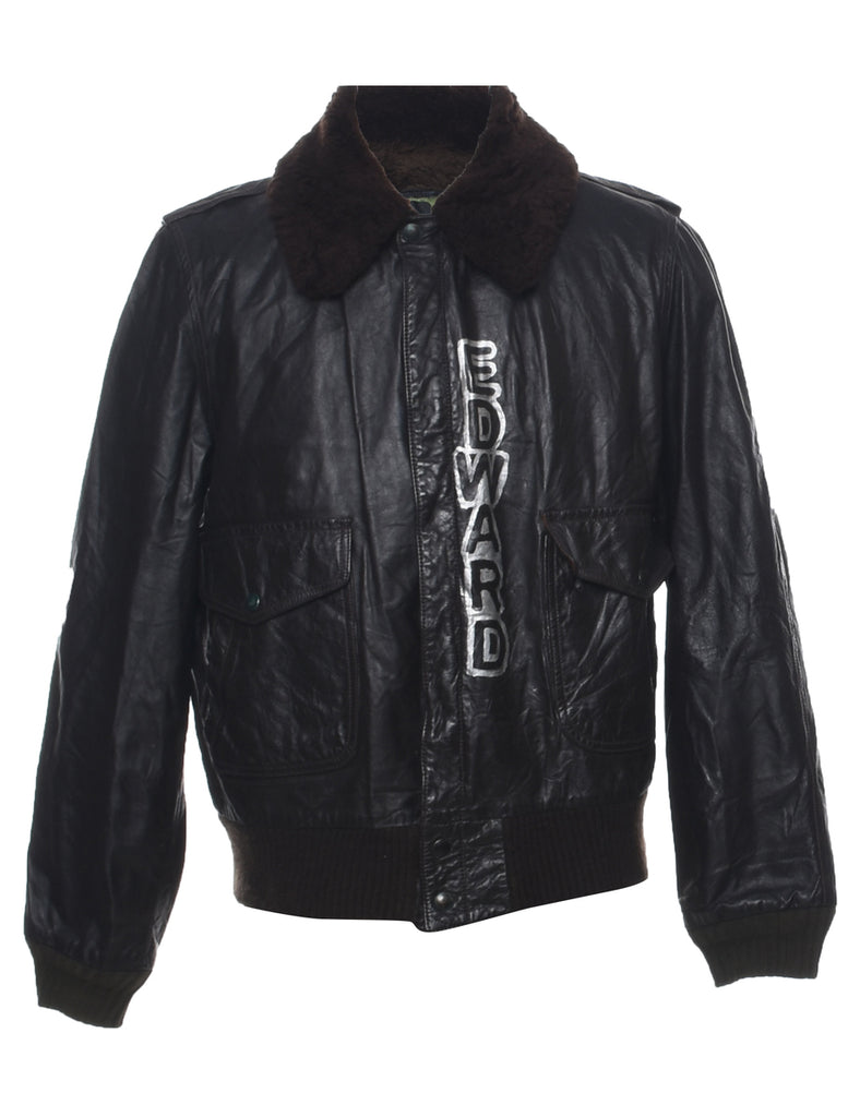 Dark Brown Leather Jacket - L