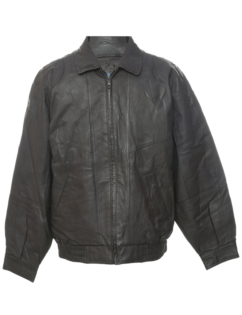 Dark Brown Leather Jacket - XL
