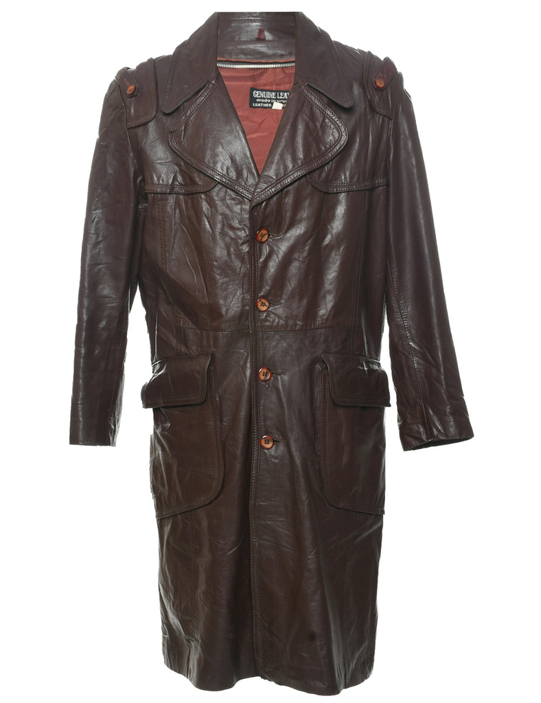 Dark Brown Leather Jacket - L