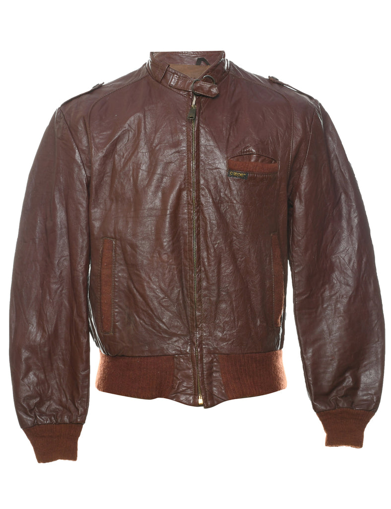 Dark Brown Leather Jacket - M