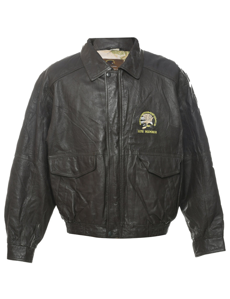 Dark Brown Leather Jacket - XL