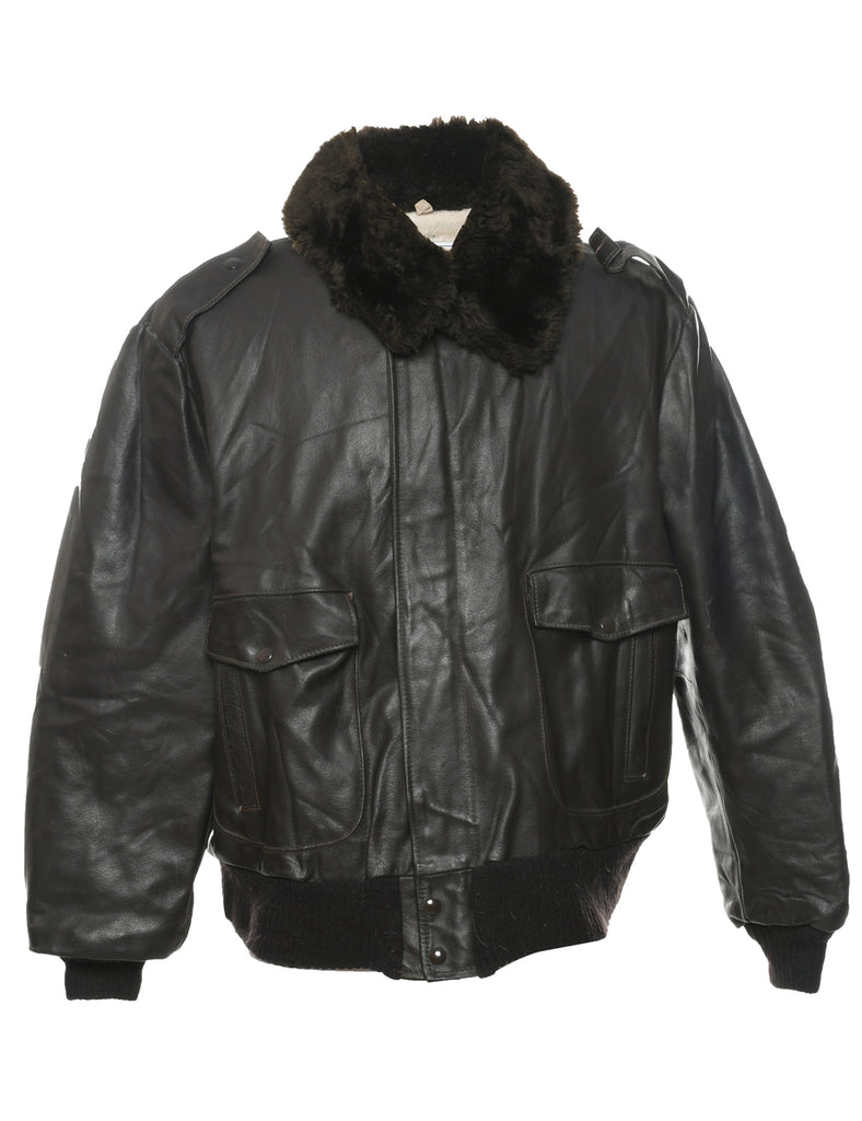 Dark Brown Leather Jacket - XL
