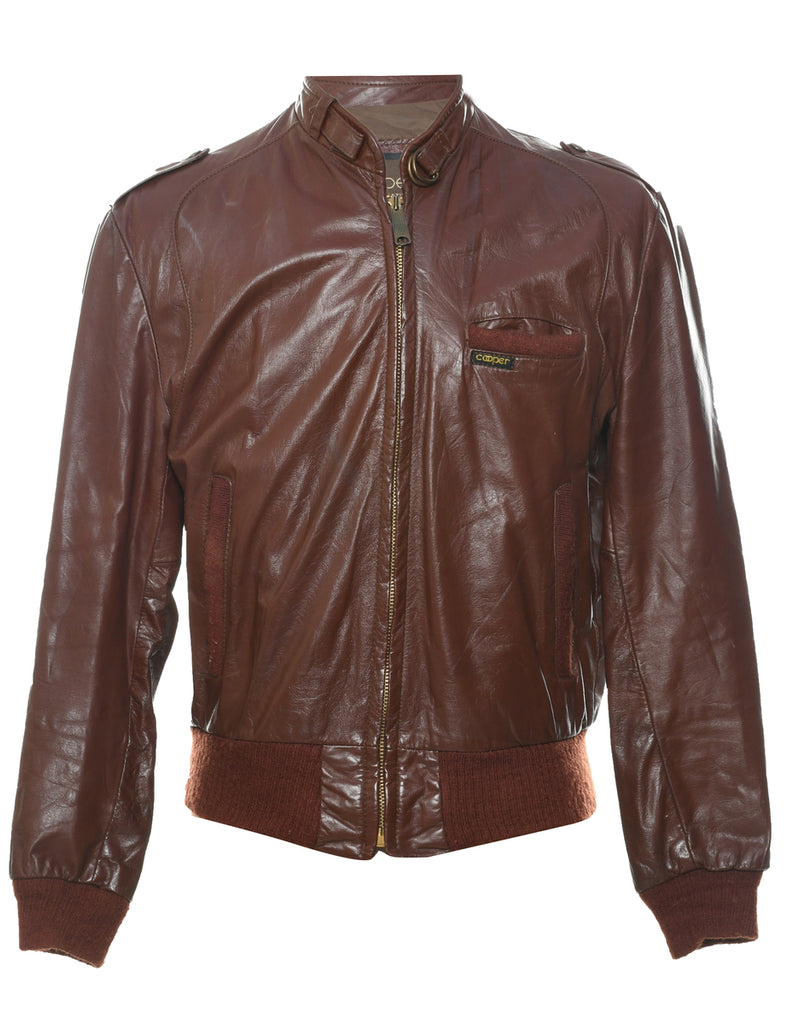 Dark Brown Leather Jacket - M