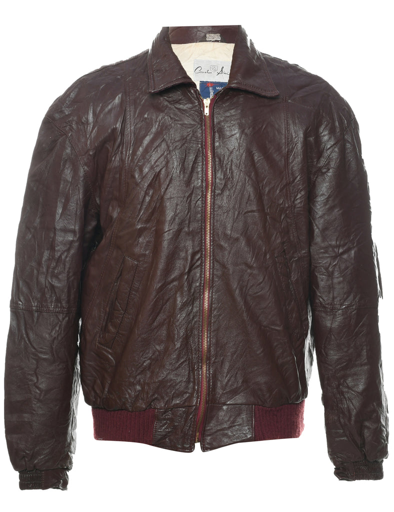 Dark Brown Leather Jacket - XL