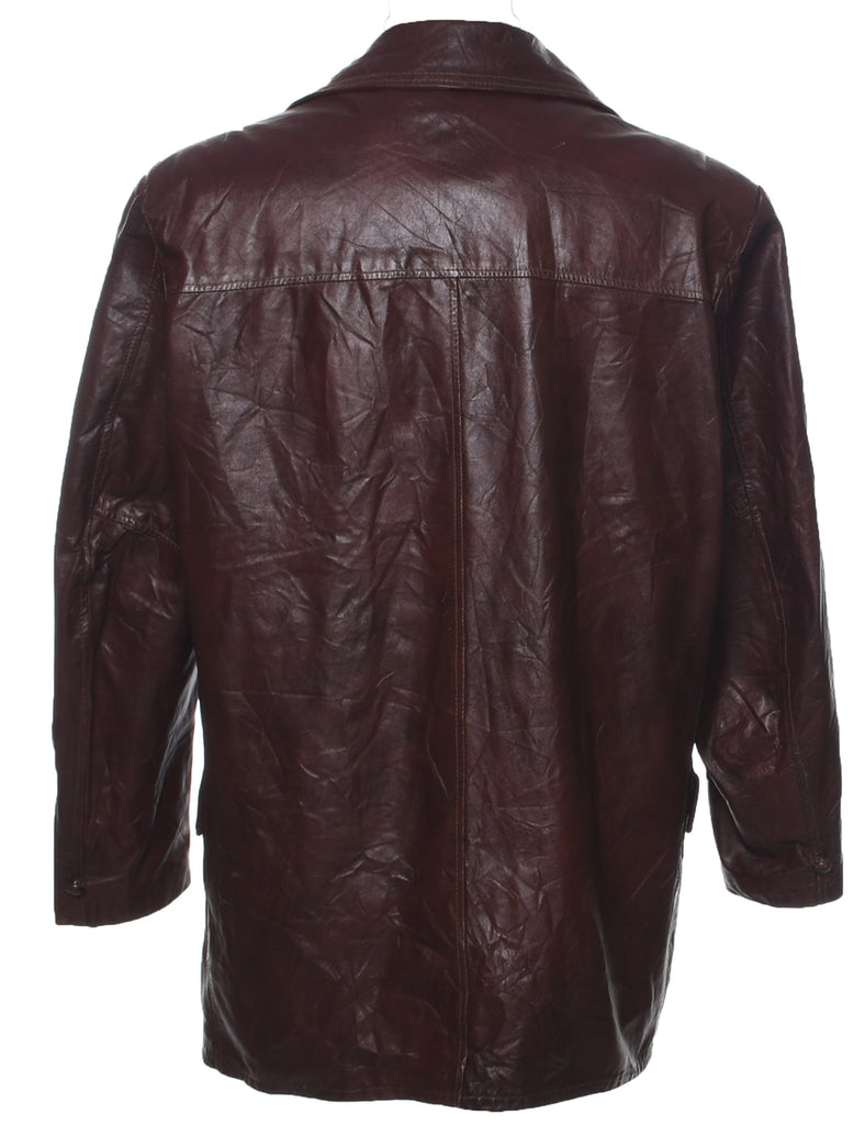 Dark Brown Leather Jacket - L