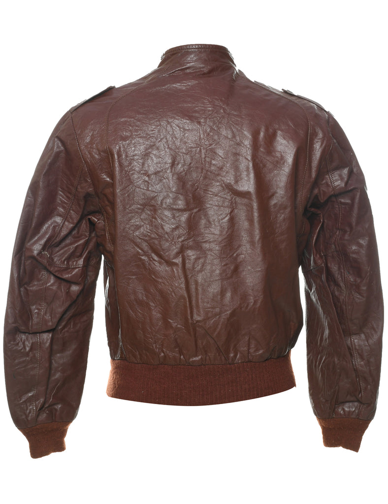 Dark Brown Leather Jacket - M