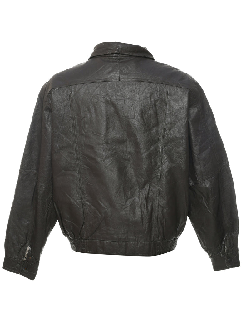 Dark Brown Leather Jacket - XL