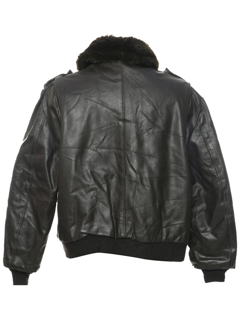 Dark Brown Leather Jacket - XL