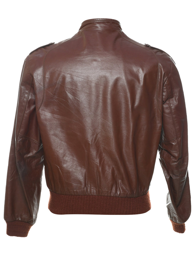 Dark Brown Leather Jacket - M